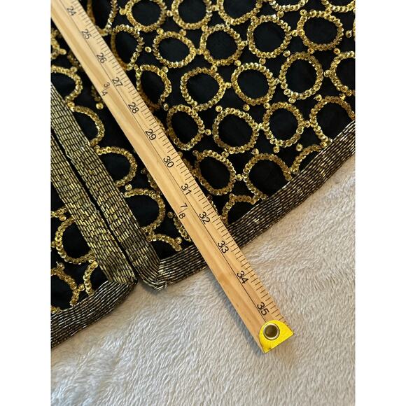 Vintage 80s For You Spiegal Women’s 1X Silk Black Gold Sequins Evening Jacket - Picture 5 of 8